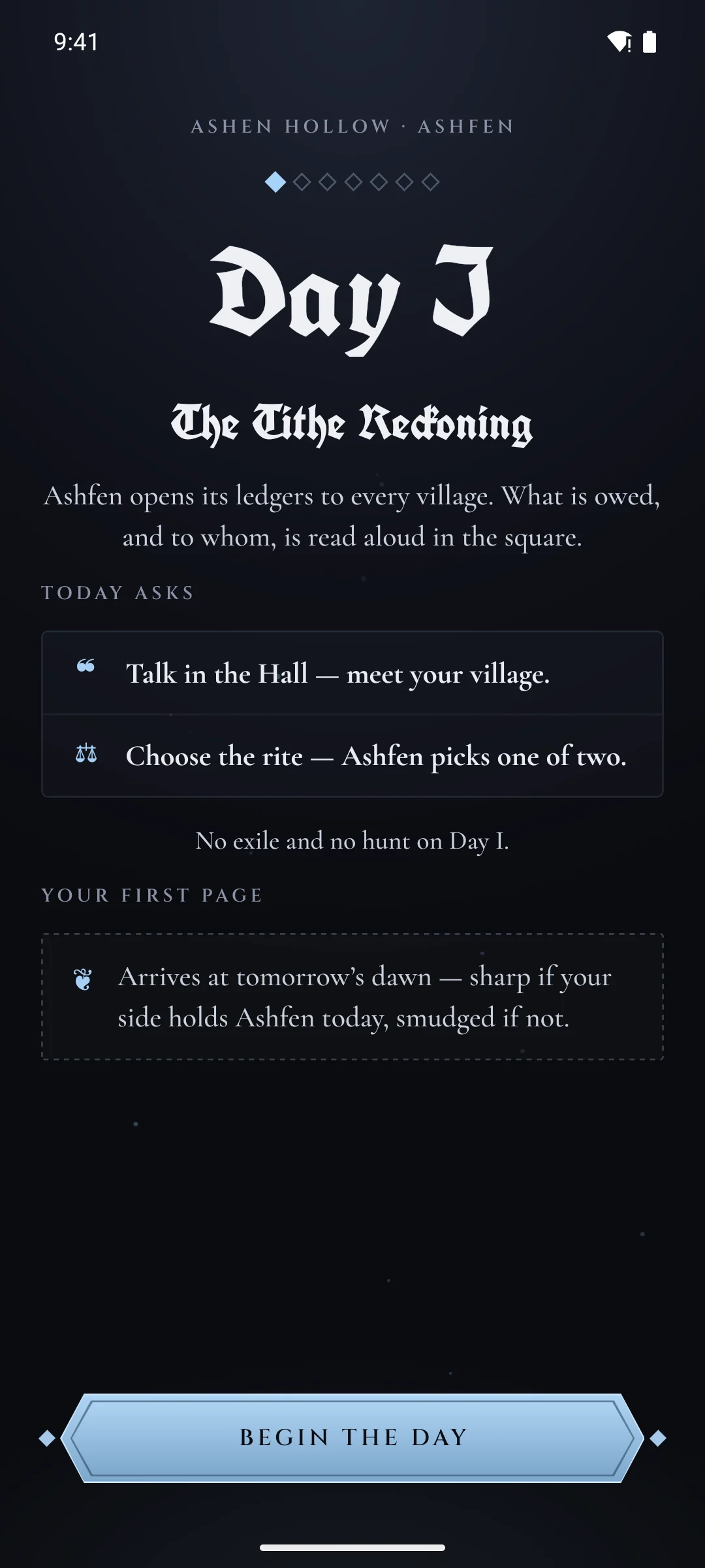 Day I: the day's name and what it asks of you